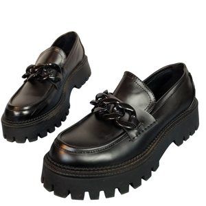 Steve Madden Lug Sole Platform oxford heels loafers with chain size 10